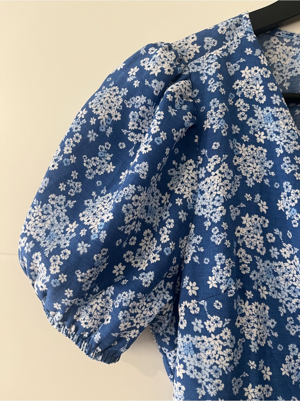 Timing Blue Floral Puff Sleeve Mini Dress Size M